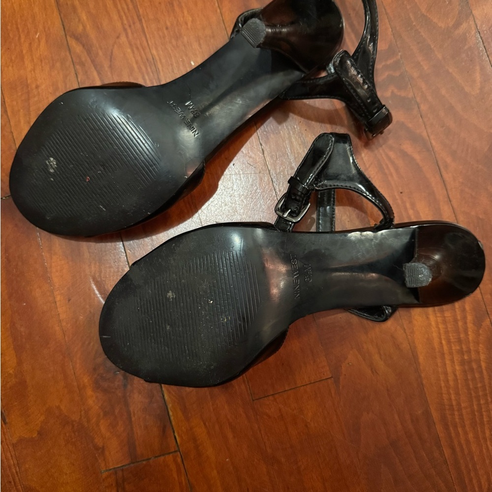 Nine West Black Patent Ankle-Strap Heels - Picture 4 of 7